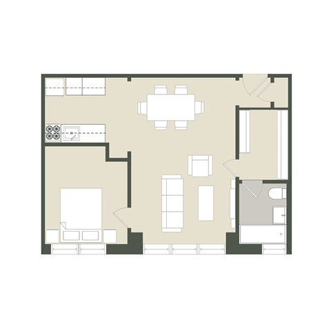 Floor plan for studio, 1 bath, 363 sqft